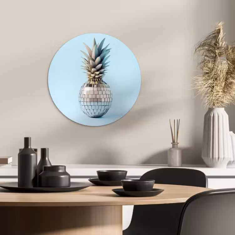 Cuadro redondo - Azul - Piña - Disco - Discoball — 2