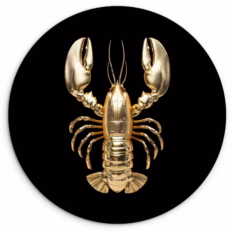 Cuadro redondo - Cáncer - Oro - Textura - Negro — 1