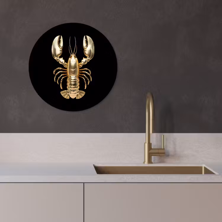 Cuadro redondo - Cáncer - Oro - Textura - Negro — 2