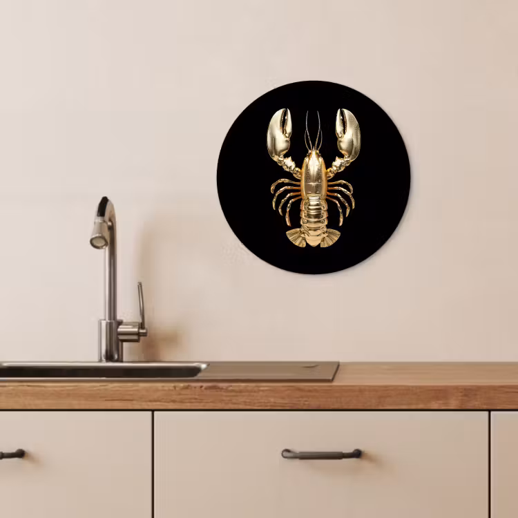 Cuadro redondo - Cáncer - Oro - Textura - Negro — 3