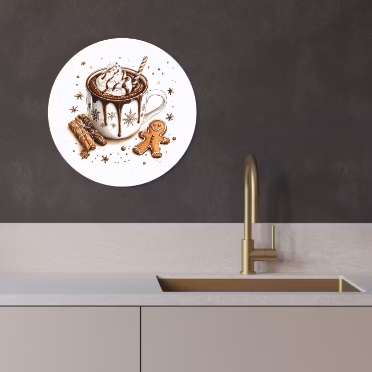 Cuadro redondo - Chocomel - Decoración - Pastel - Invierno - Navidad — 1