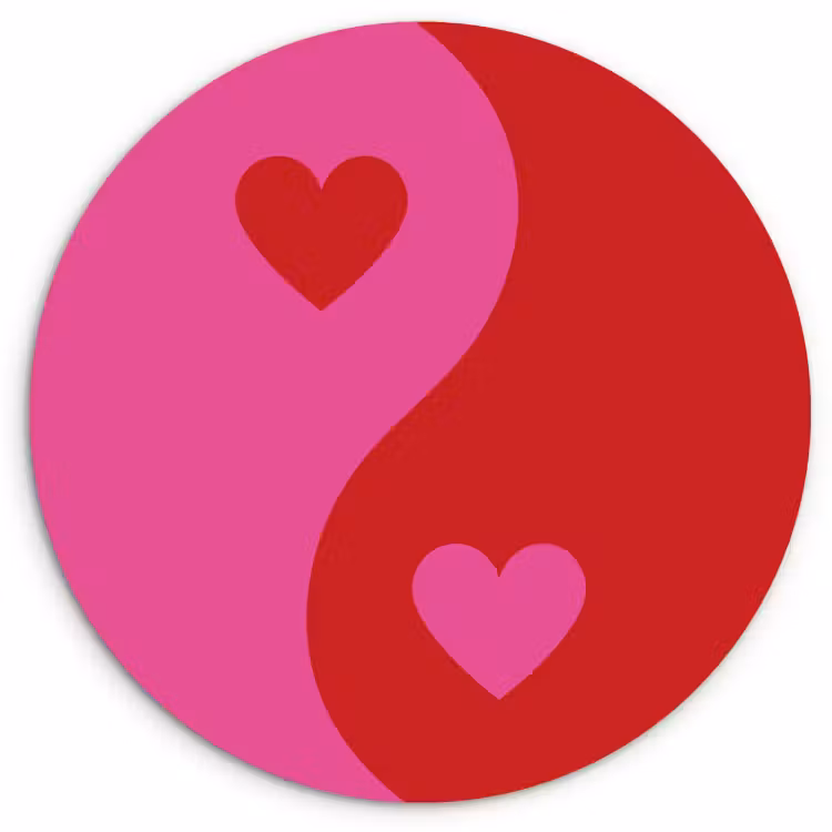 Cuadro redondo - Minimalista - Rojo - Rosa - Corazones — 1