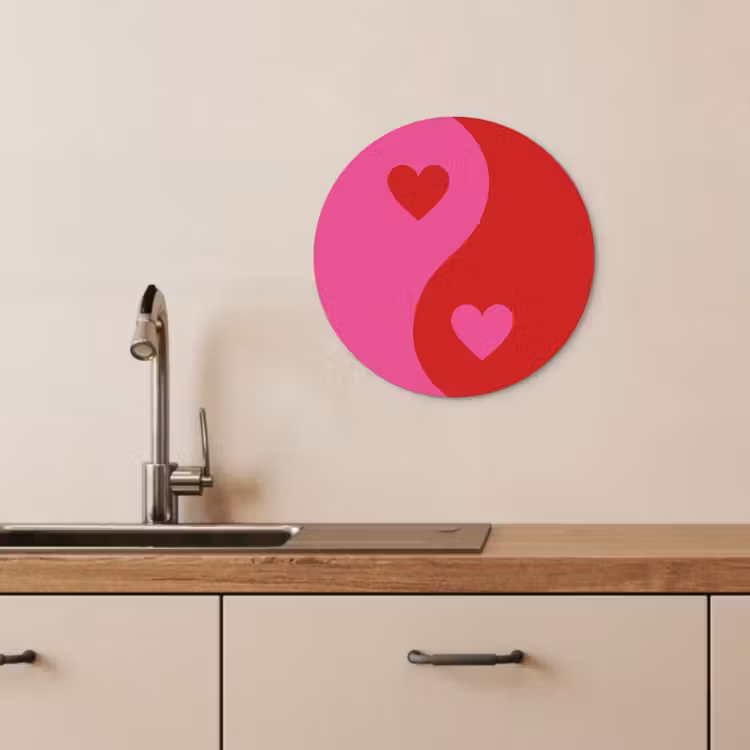 Cuadro redondo - Minimalista - Rojo - Rosa - Corazones — 3