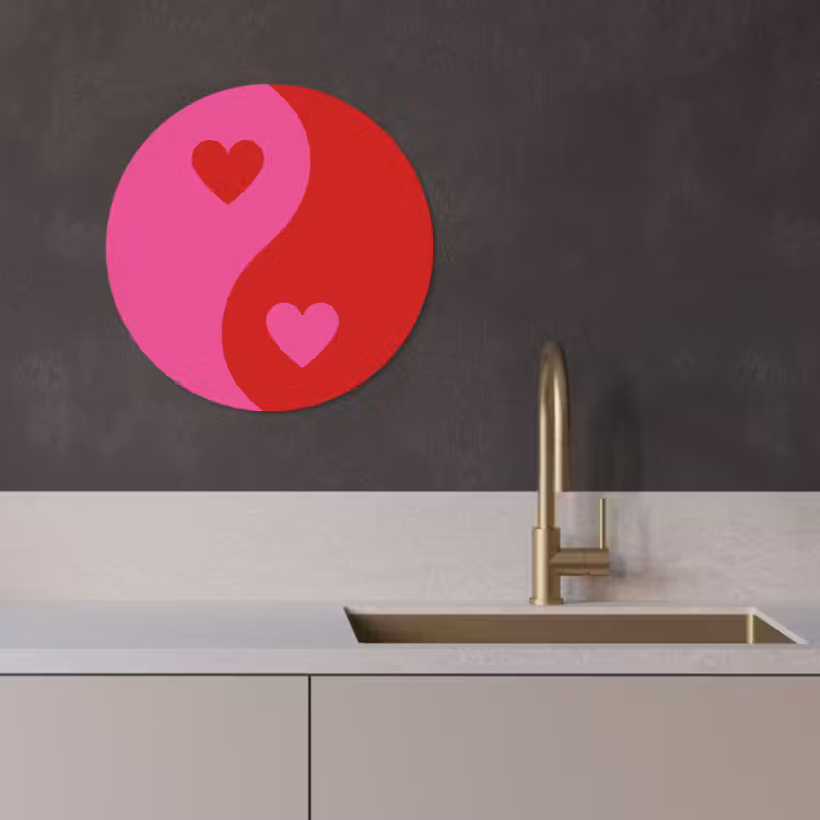 Cuadro redondo - Minimalista - Rojo - Rosa - Corazones — 4