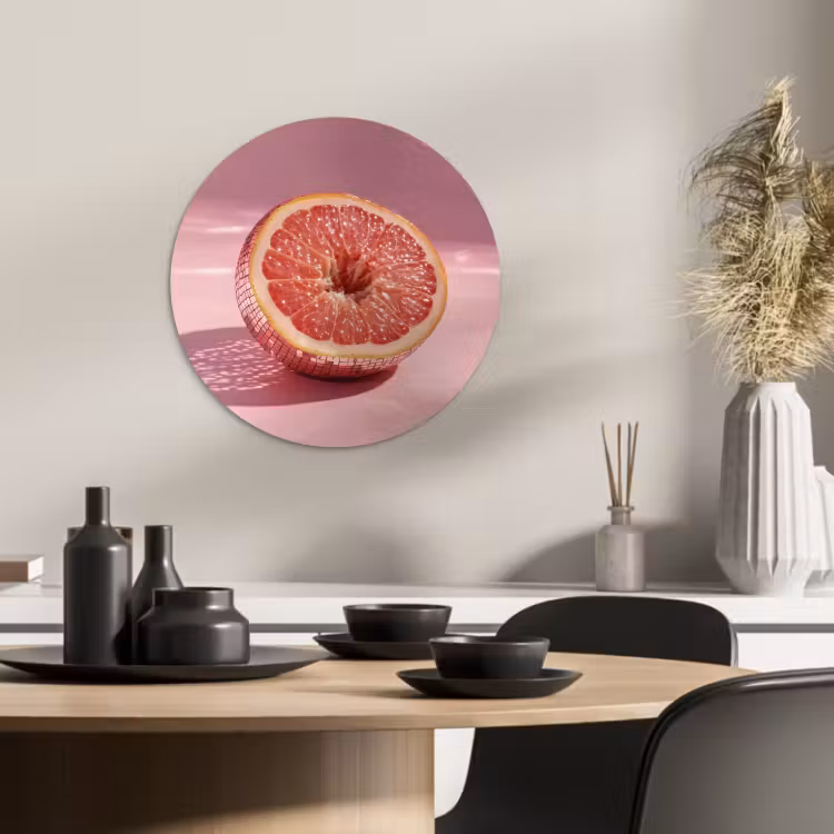 Cuadro redondo - Pomelo - Rosa - Disco - Brillante — 2
