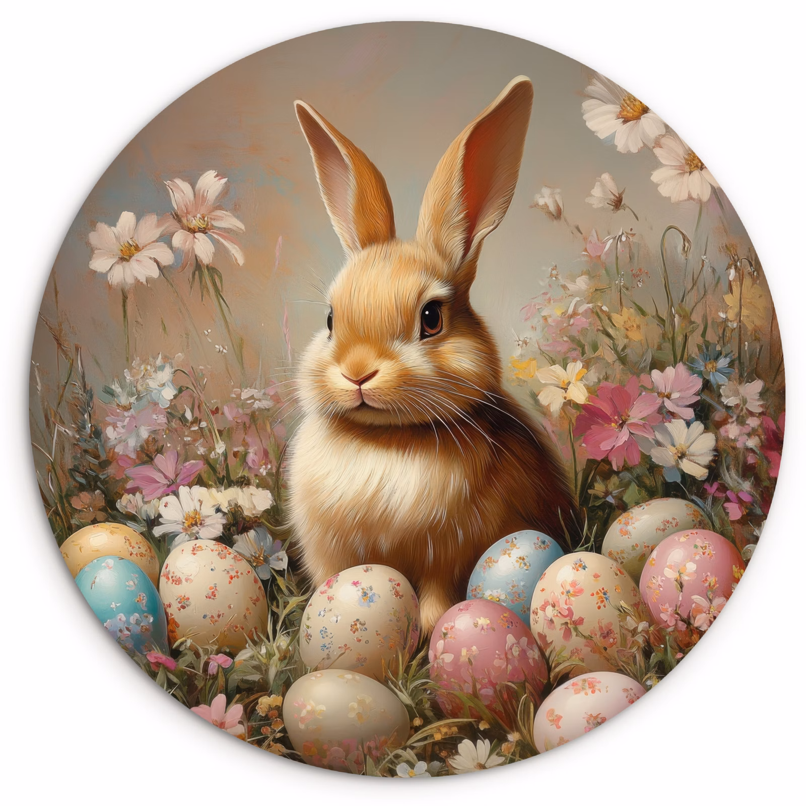 Cuadro redondo - Conejito de Pascua-Alegría primaveral-3-2 — 1