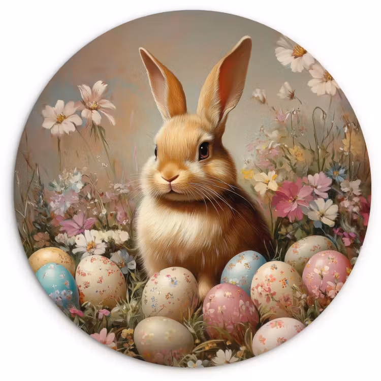 Cuadro redondo - Conejito de Pascua-Alegría primaveral-3-2 — 1