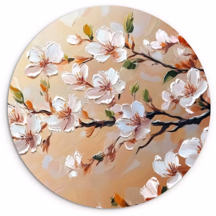 Cuadro redondo - Ramas en flor - Pintoresco - Rosa — 2