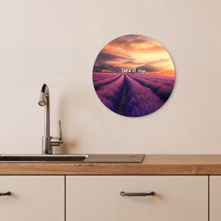 Cuadro redondo - Campo de lavanda - Cita - Puesta de sol — 4