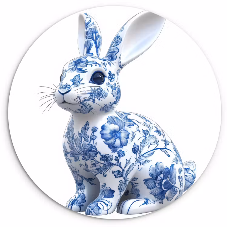Cuadro redondo - delft-azul-hare-3-2 — 1