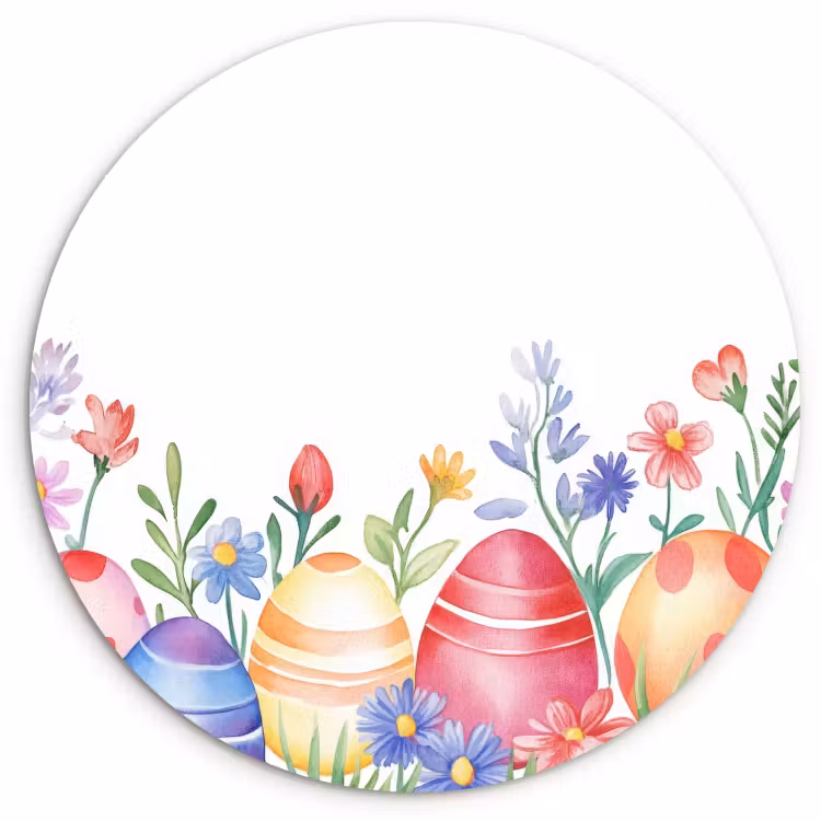 Cuadro redondo - jardín de flores huevos de pascua-3-2 — 1