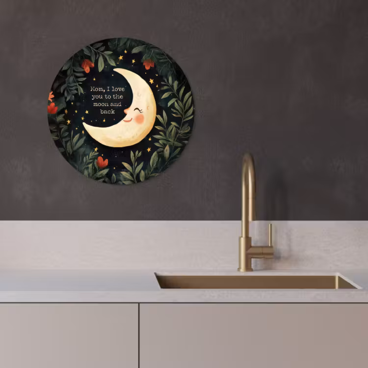 Cuadro redondo - Luna - Cita - Flores - Estrellas — 1
