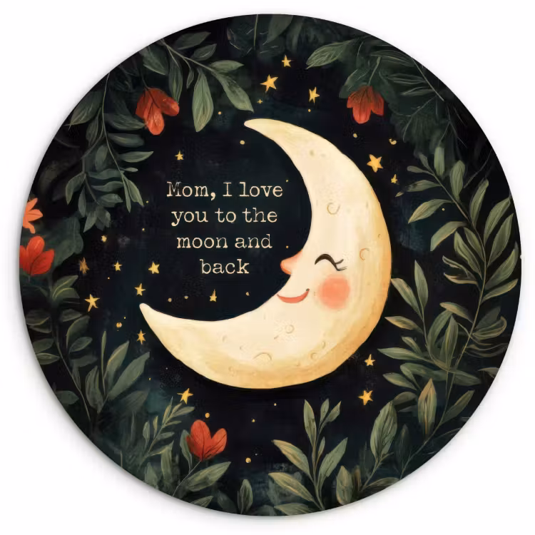 Cuadro redondo - Luna - Cita - Flores - Estrellas — 2
