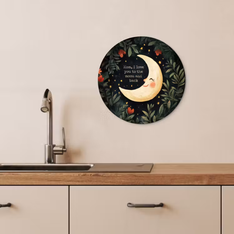 Cuadro redondo - Luna - Cita - Flores - Estrellas — 4