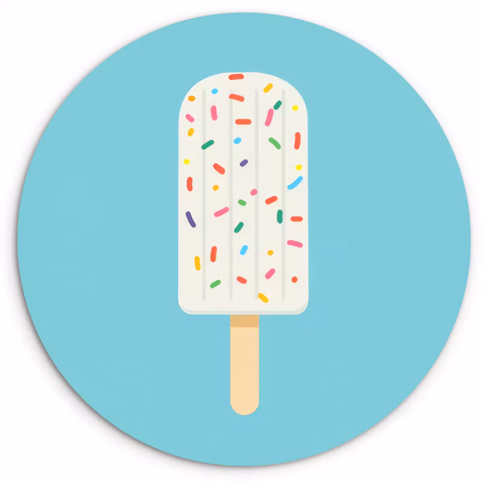 Cuadro redondo - Helado - Palito - Espolvoreado - Azul claro — 1