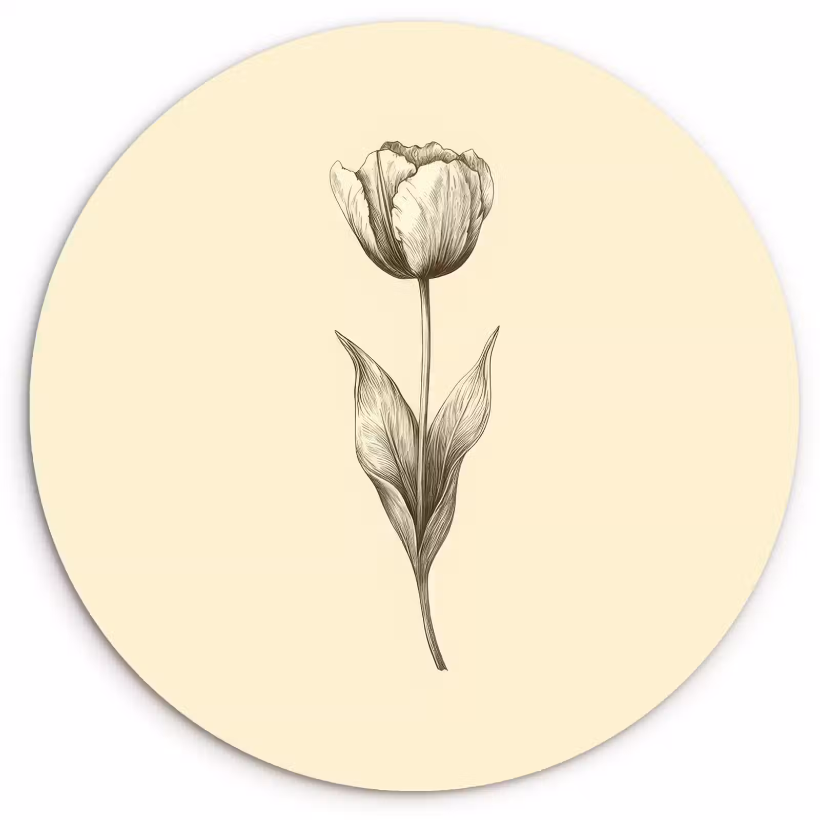 Cuadro redondo - Ilustración - Tulipán - Negro — 1
