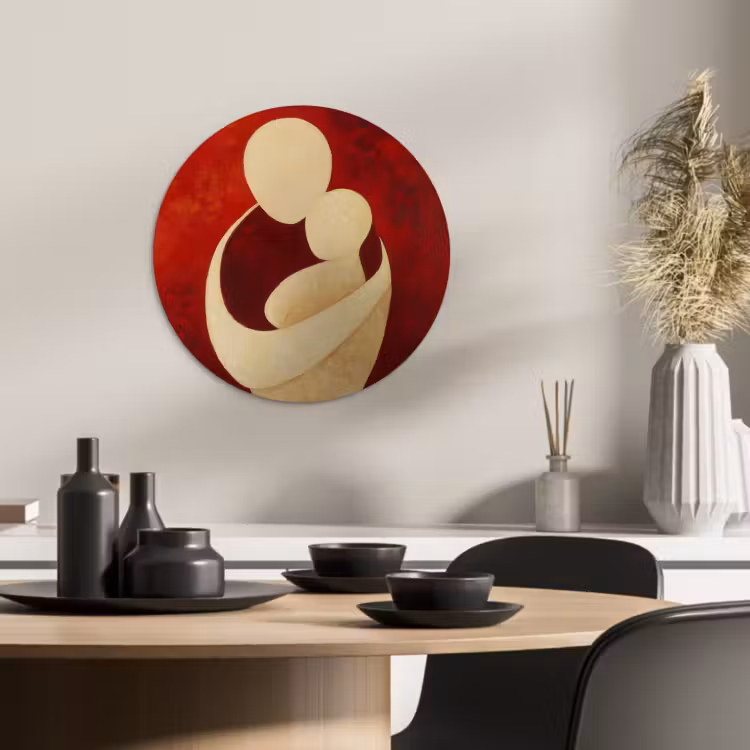 Cuadro redondo - Abstracto - Madre - Niño - Rojo — 4
