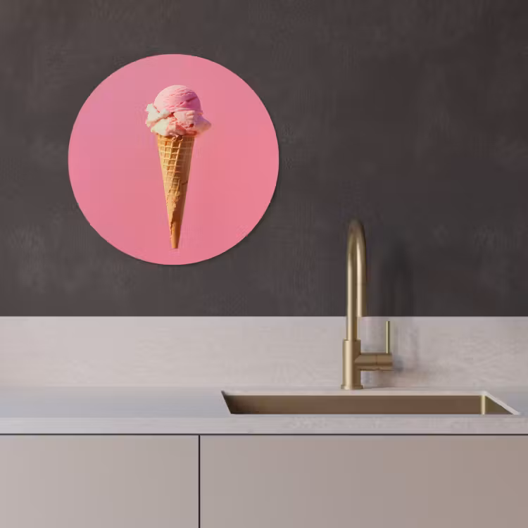 Cuadro redondo - Cuerno - Pala de helado - Rosa — 2