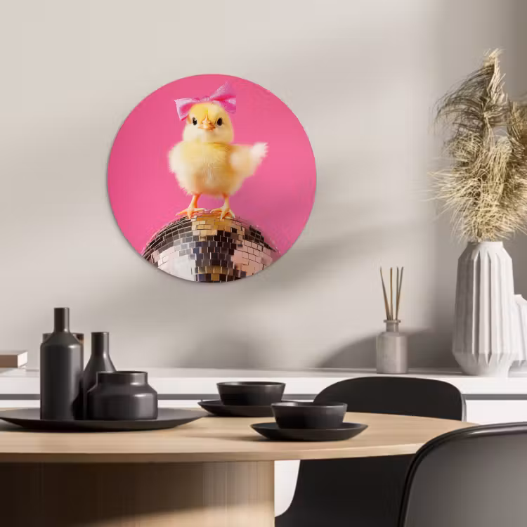 Cuadro redondo - Discoball - Chick - Bow — 2