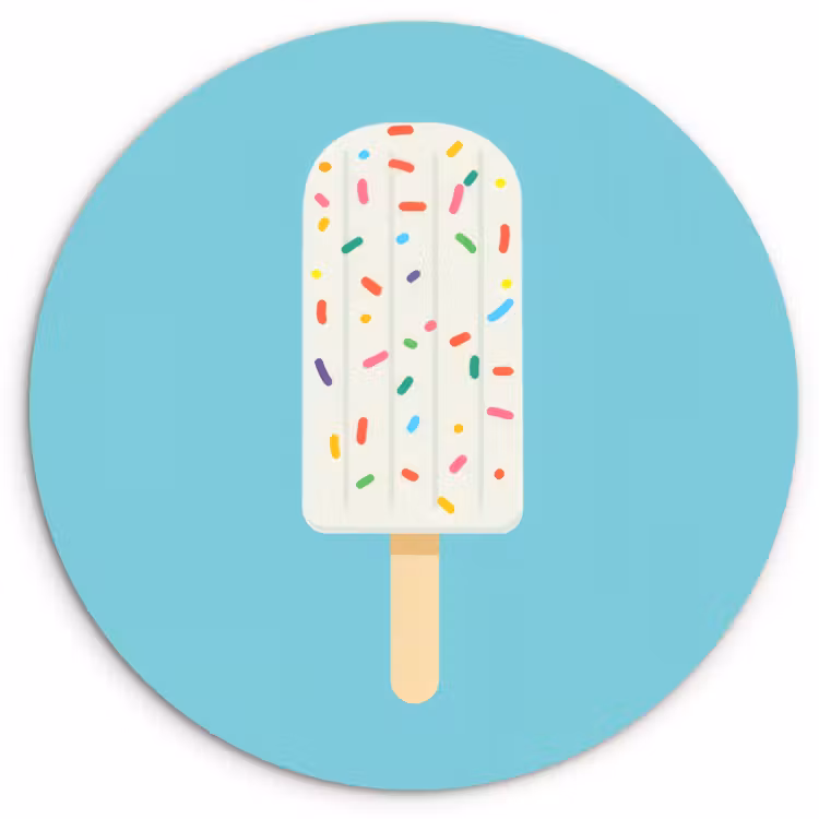 Cuadro redondo - Helado - Palito - Espolvoreado - Azul claro — 1