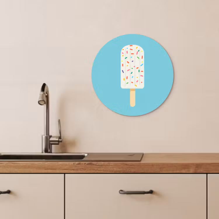 Cuadro redondo - Helado - Palito - Espolvoreado - Azul claro — 2