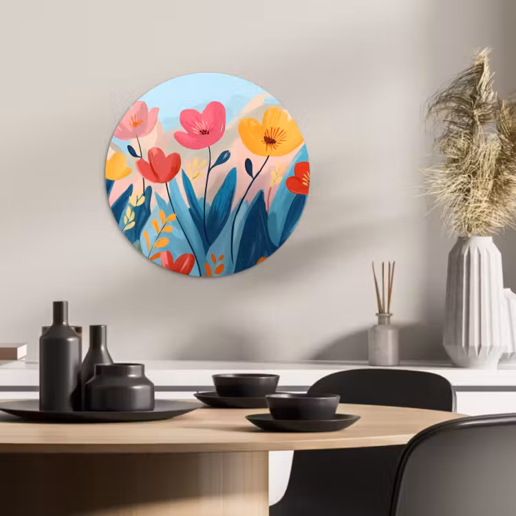 Cuadro redondo - Ilustración - Flores - Colorido — 3
