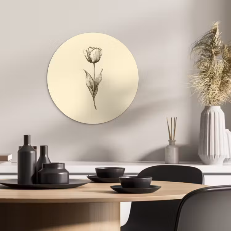 Cuadro redondo - Ilustración - Tulipán - Negro — 4