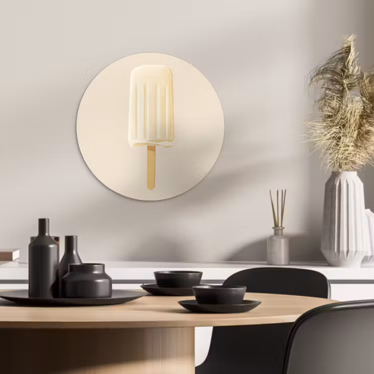 Cuadro redondo - Minimalista - Helado de agua - Stick - Beige — 2