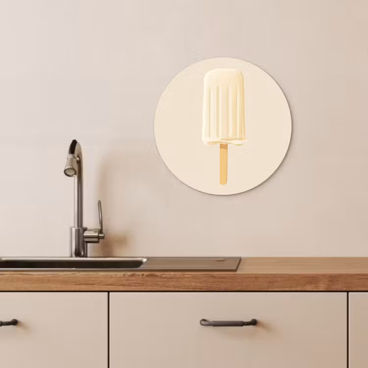Cuadro redondo - Minimalista - Helado de agua - Stick - Beige — 3