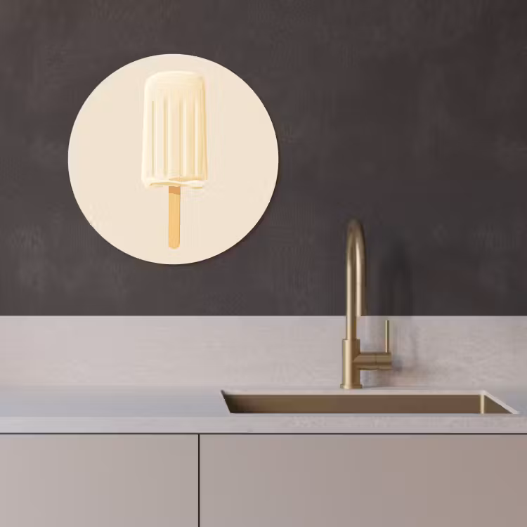 Cuadro redondo - Minimalista - Helado de agua - Stick - Beige — 4