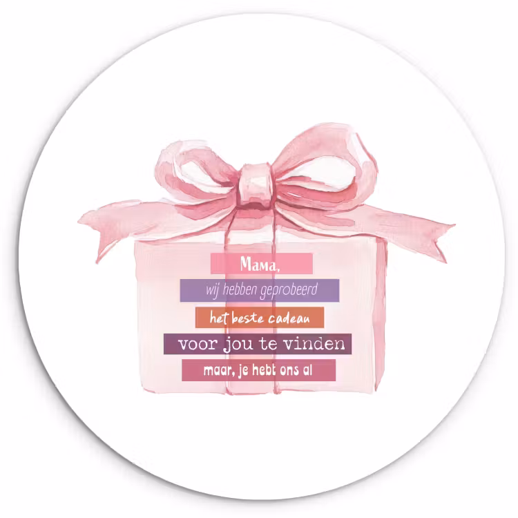 Cuadro redondo - Regalo - Lazo - Texto - Rosa — 1