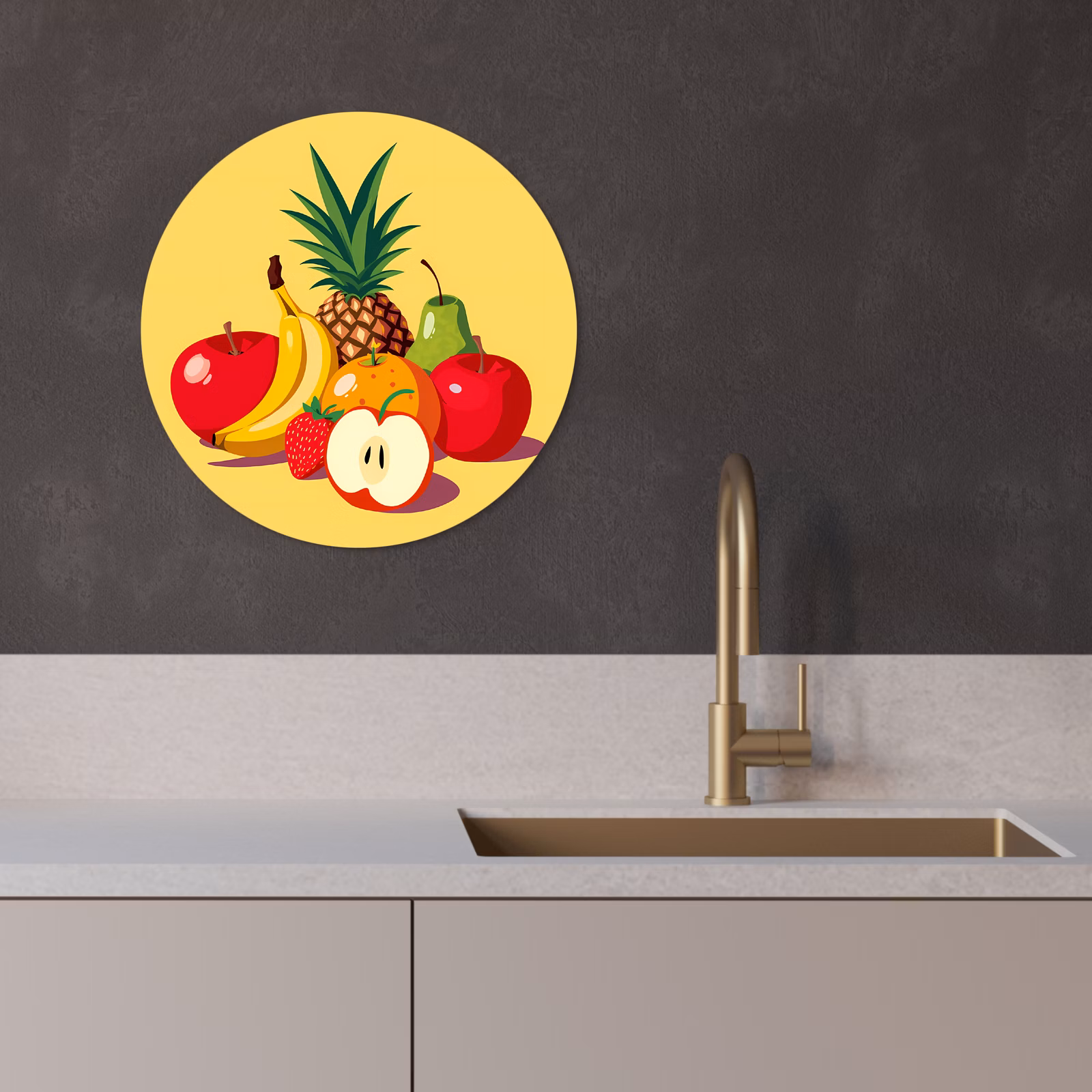 Cuadro redondo - Frutas - Ilustración - Colorido — 1