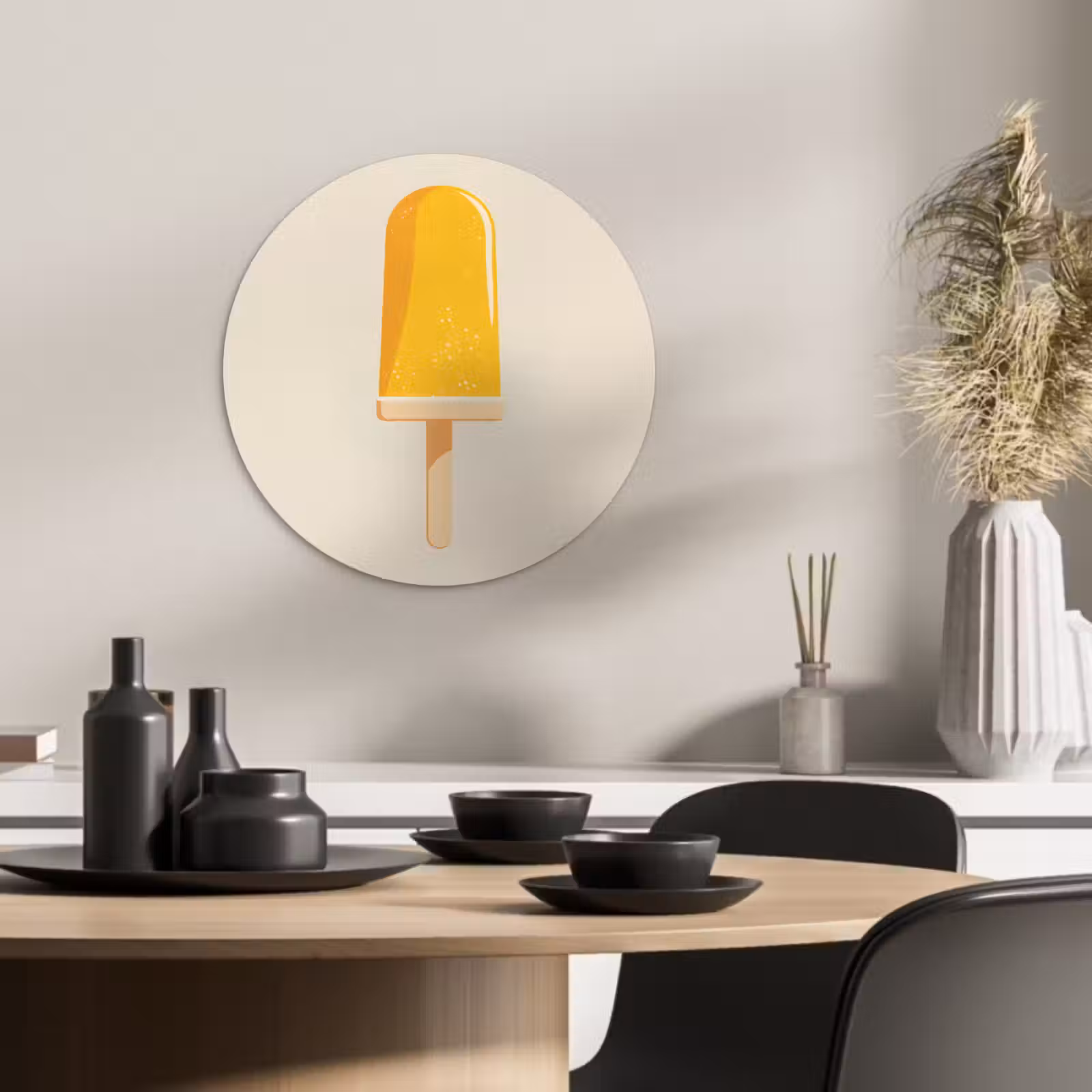 Cuadro redondo - Naranja - Palo - Helado de agua — 1
