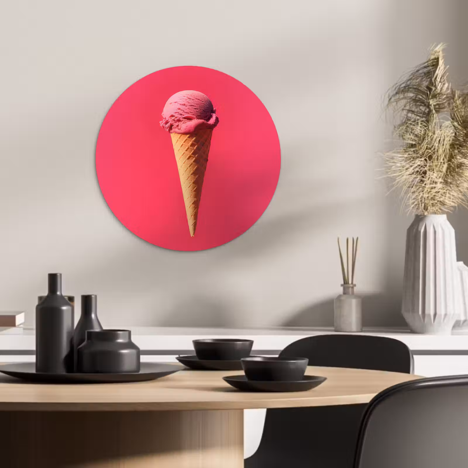 Cuadro redondo - Pala helado - Rosa - Cuerno — 1