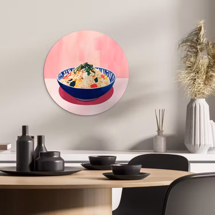 Cuadro redondo - Arroz - Ilustración - Cuenco - Verduras — 2