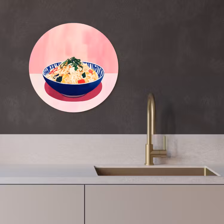 Cuadro redondo - Arroz - Ilustración - Cuenco - Verduras — 3
