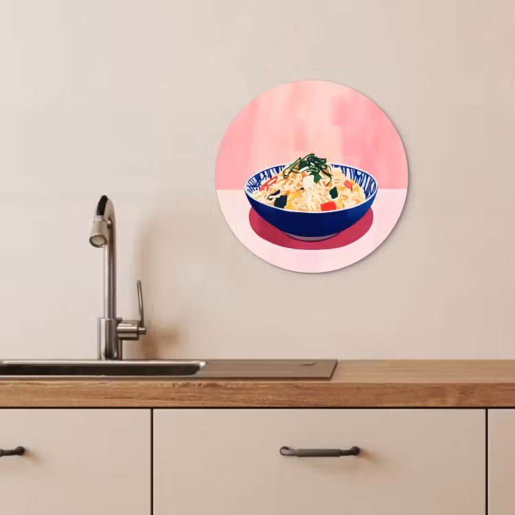 Cuadro redondo - Arroz - Ilustración - Cuenco - Verduras — 4