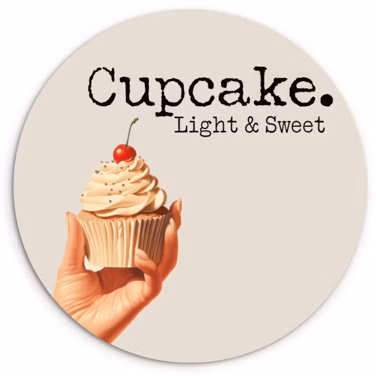 Cuadro redondo - Cupcake - Dulce - Cereza — 1