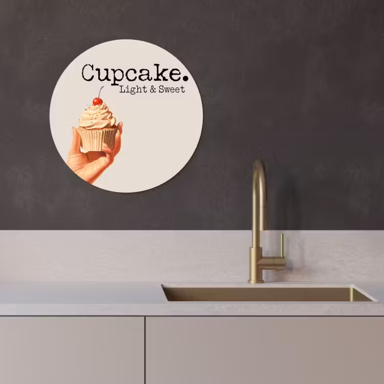 Cuadro redondo - Cupcake - Dulce - Cereza — 2