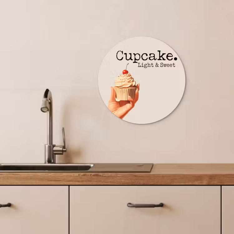 Cuadro redondo - Cupcake - Dulce - Cereza — 4