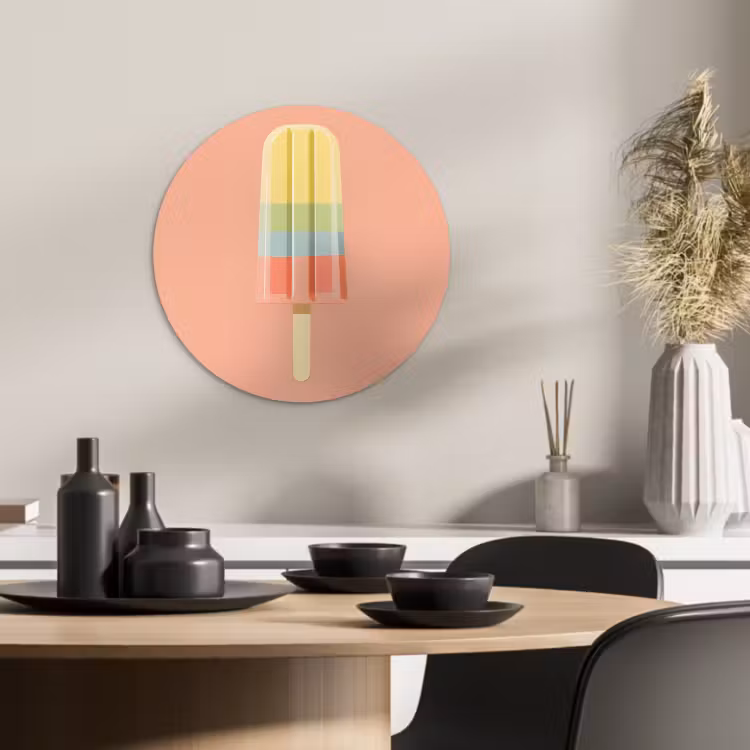 Cuadro redondo - Helado de agua - Tonos pastel - Minimalista — 1