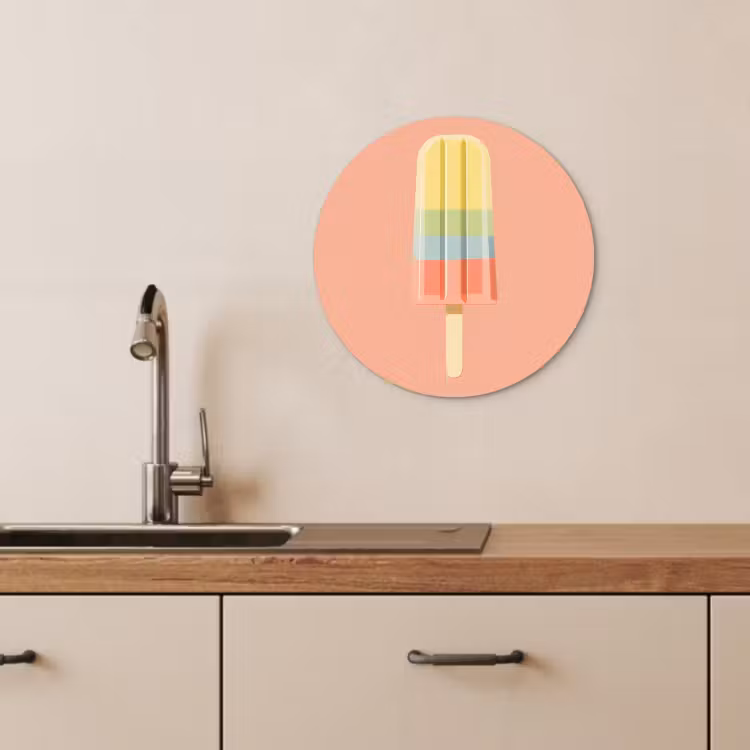 Cuadro redondo - Helado de agua - Tonos pastel - Minimalista — 3