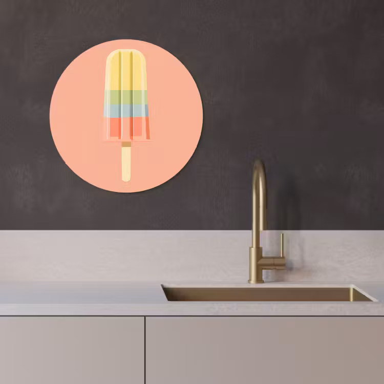 Cuadro redondo - Helado de agua - Tonos pastel - Minimalista — 4
