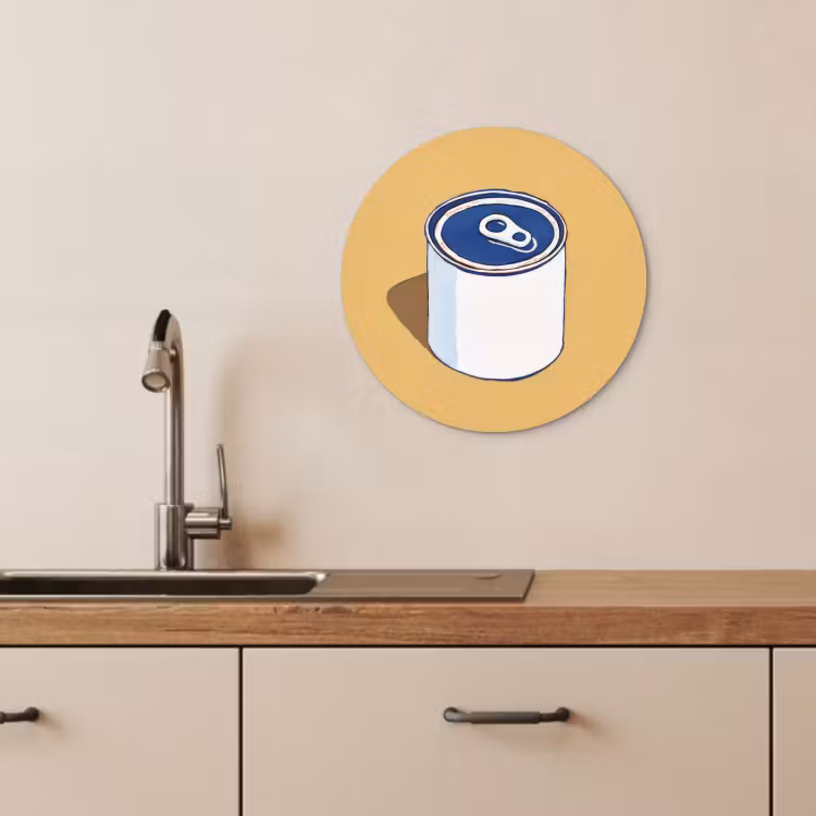 Cuadro redondo - Lata - Minimalista - Azul - Ilustración — 3