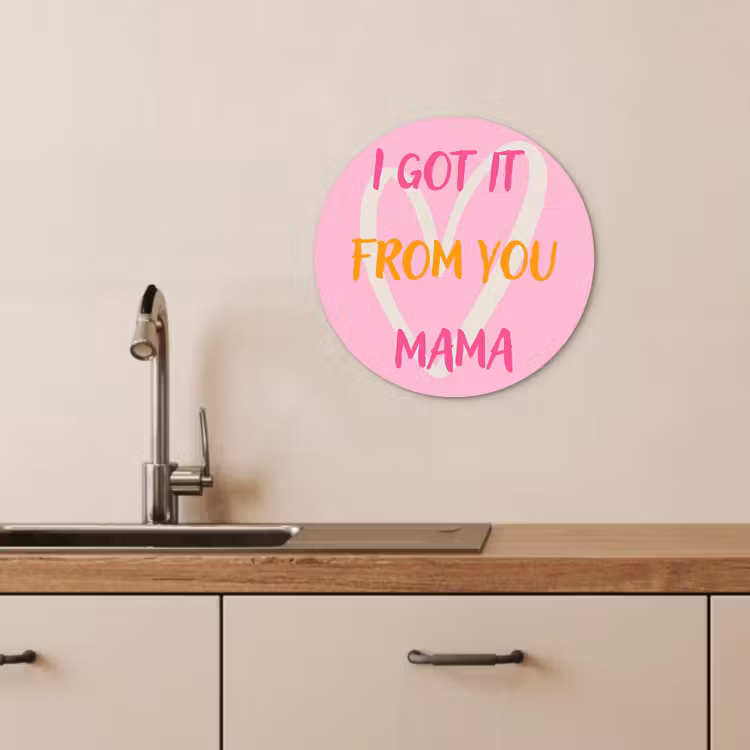 Cuadro redondo - Mamá - Cita - Corazón - Rosa — 1