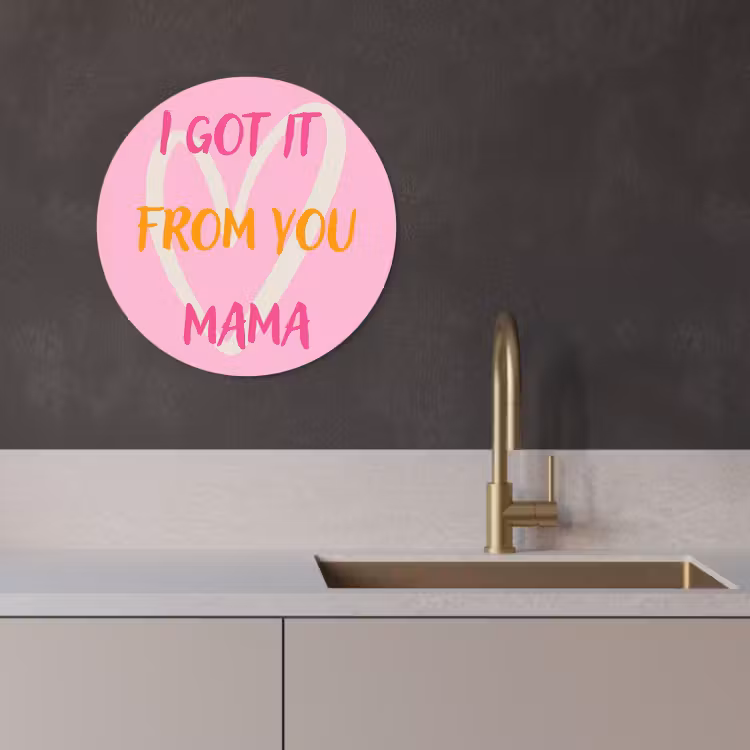 Cuadro redondo - Mamá - Cita - Corazón - Rosa — 3