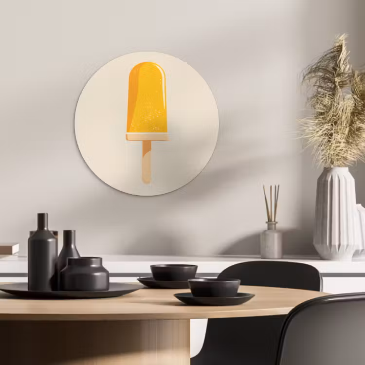 Cuadro redondo - Naranja - Palo - Helado de agua — 1