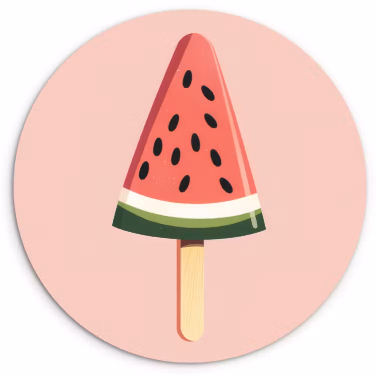 Cuadro redondo - Sandía - Helado - Pepitas - Rojo — 1