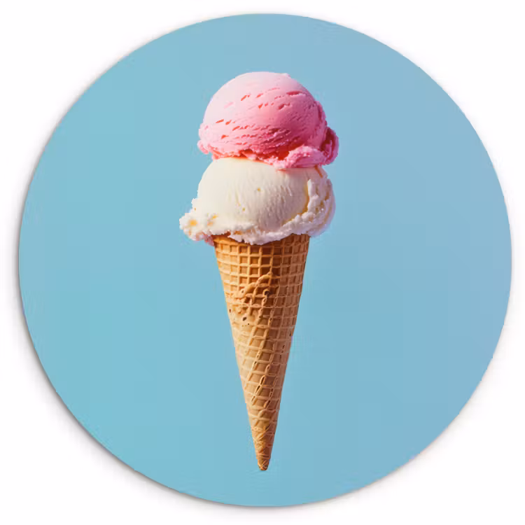 Cuadro redondo - Scoop helado - cono - Azul — 1