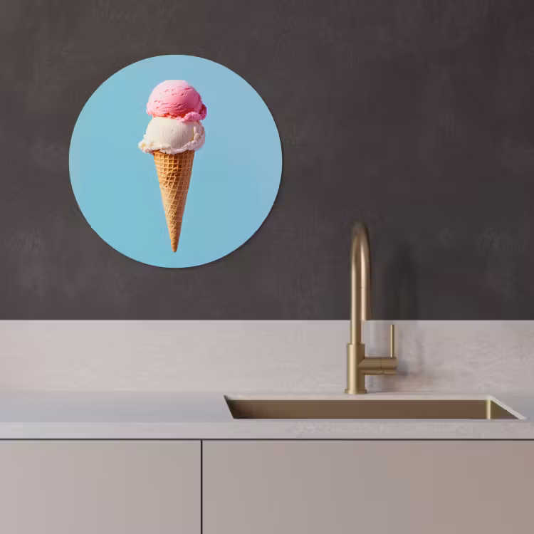 Cuadro redondo - Scoop helado - cono - Azul — 4